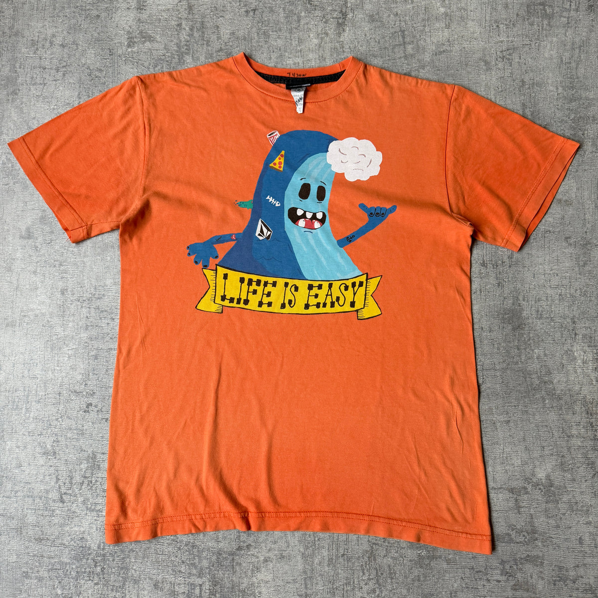 Volcom Y2K “Life is Easy” Orange Graphic T-Shirt Size XL Mens              -G46