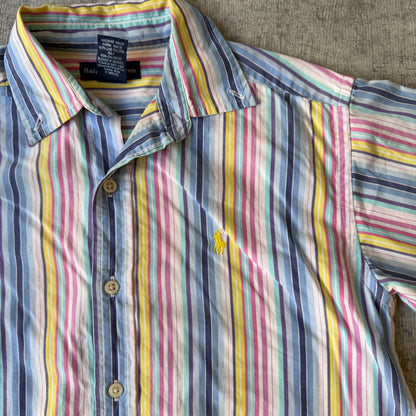Ralph Lauren Womens Pastel Pinstripe Button Up Size M            -B51