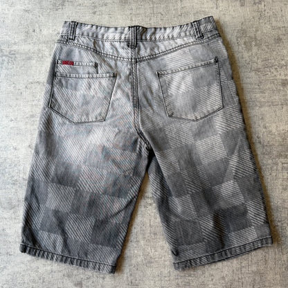 Wavezone Y2K Baggy Jorts Size 32 Grey Checkered Faded Mens          -A48
