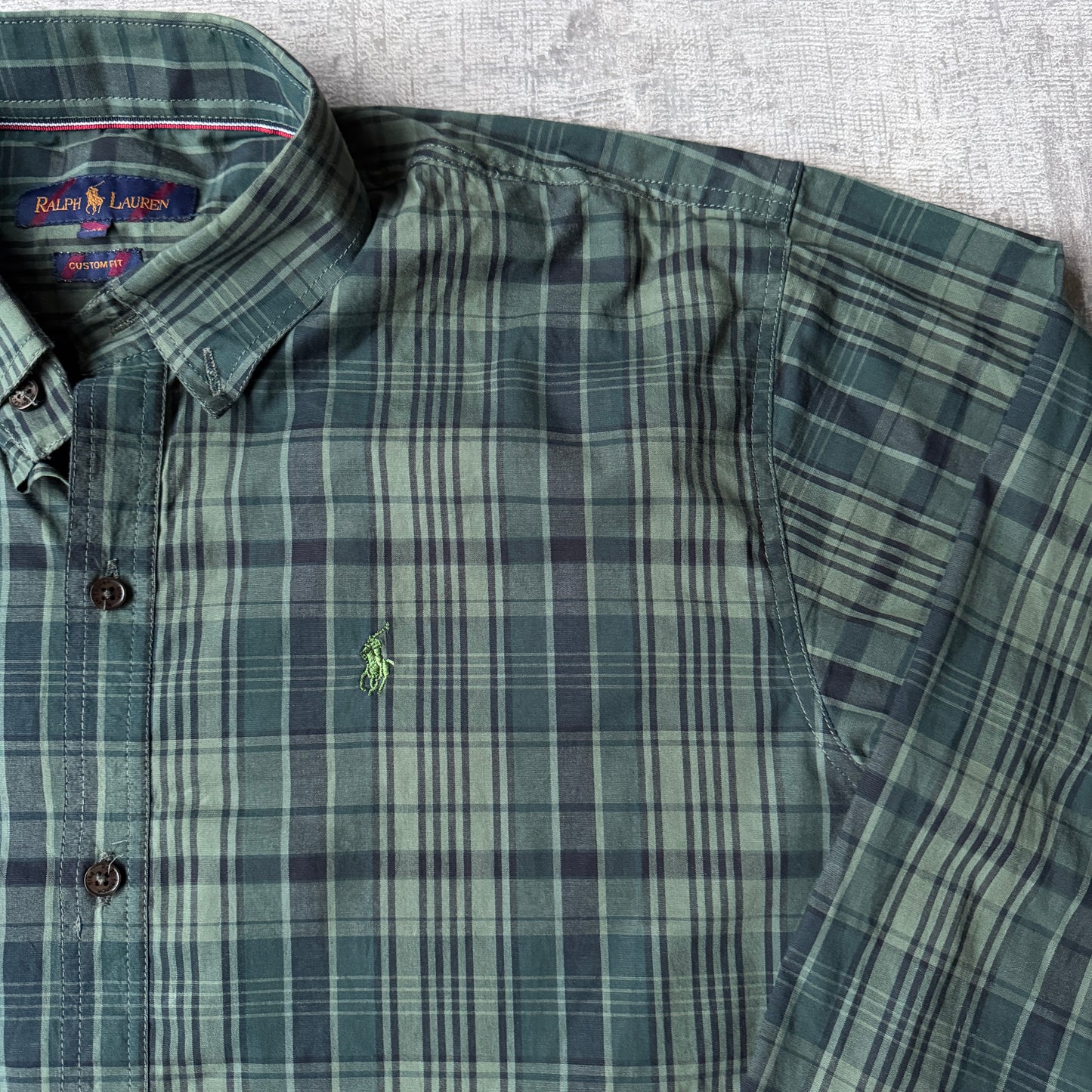 Polo Ralph Lauren Green Plaid Cropped Button Up Size XXL Long Sleeve               -G14