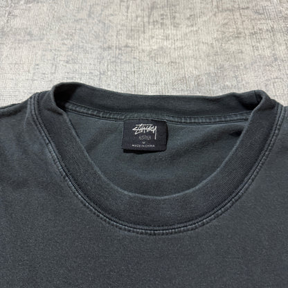 Stussy Black Flower Graphic T-Shirt Size M Mens Y2K Top            -F45