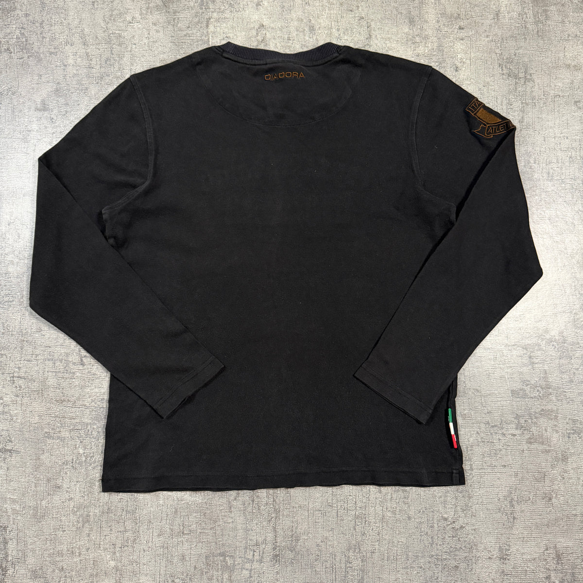 Diadora Womens Black Y2K Long Sleeve Top Size L Womens Brown Graphic         -I37