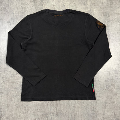 Diadora Womens Black Y2K Long Sleeve Top Size L Womens Brown Graphic         -I37