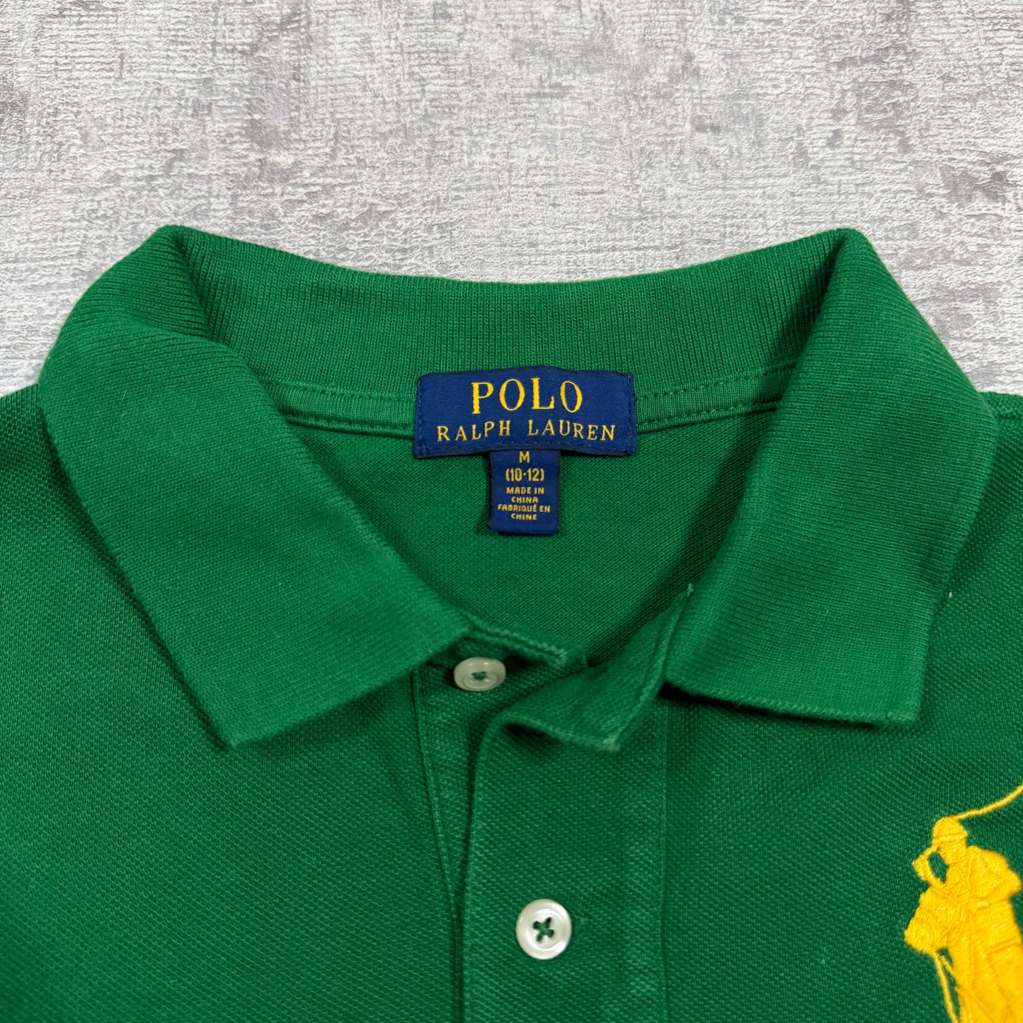 Polo Ralph Lauren Womens Big Pony Polo Shirt Size M/10-12 Green/ Yellow Top               -I46