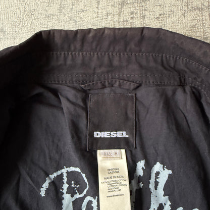 Diesel Mens Black Short Denim Jacket Size M Full Zip Y2K                  -F29
