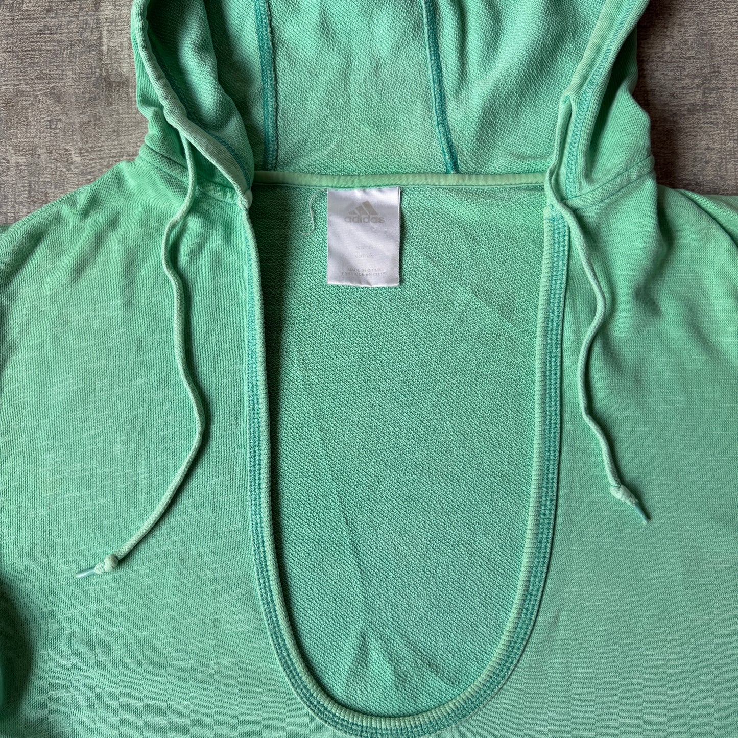 Adidas Womens Y2K Deep Neck Hoodie Size 10 Mint Green Pullover                   -E27