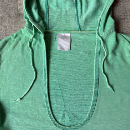 Adidas Womens Y2K Deep Neck Hoodie Size 10 Mint Green Pullover                   -E27