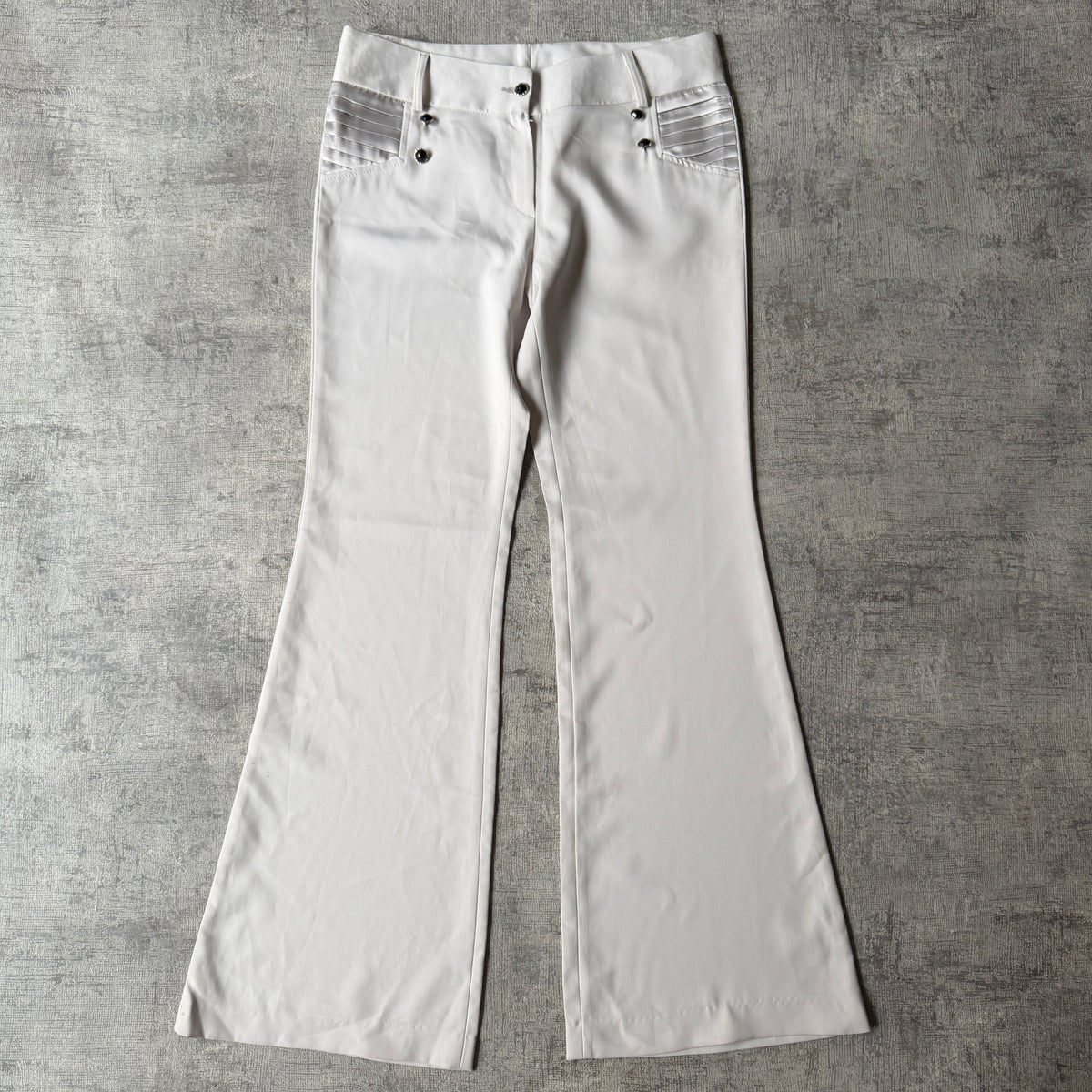 Womens Vintage White Flare Dress Pants Size 32 Low Rise              -F6