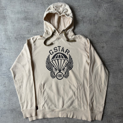 G-Star Raw Y2K Graphic Hoodie Fits Size L Mens Beige Pullover                  -F23