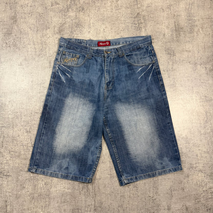 Harvey Y2K Baggy Jorts Size 34 Dark Blue Washed Denim          -I15