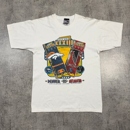 Vintage 1999 NFL Super Bowl White Graphic Tee Size M Mens                 -I60