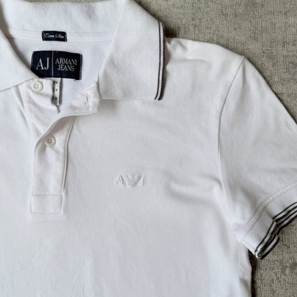 Armani Jeans Womens Y2K Polo Shirt Size M White Top                 -E58