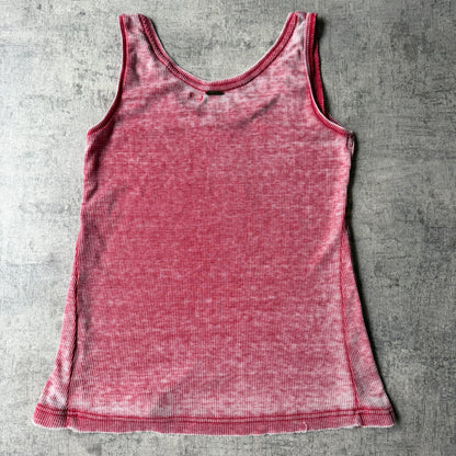 Lee Cooper Womens Y2K Tank Top Size Fits S Red Washed             -F57