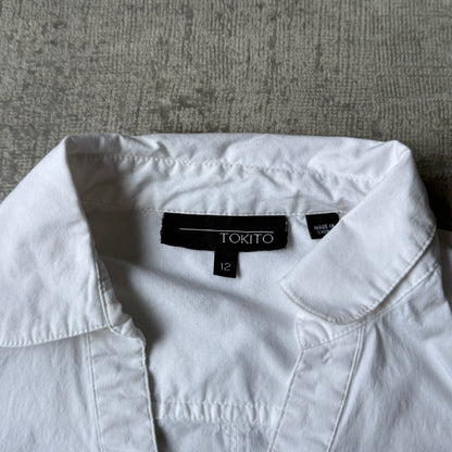 Tokito Womens Y2K Whited Fitted Button Up Shirt Size 12 Womens             -A61