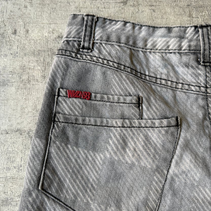 Wavezone Y2K Baggy Jorts Size 32 Grey Checkered Faded Mens          -A48