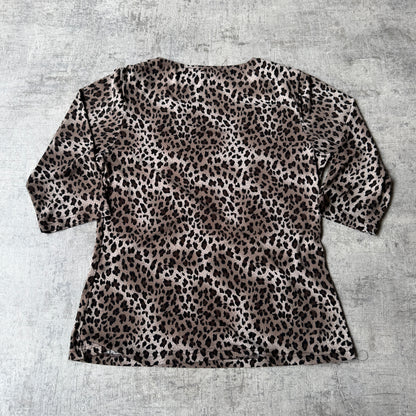 Zig Zag Womens Y2K Leopard Print Off Shoulder Top Size 12 Womens 3/4 Sleeve           -C42