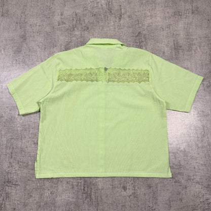 Vintage Cotton Connection Pastel Green Cropped Button Up Shirt Size L           -I2