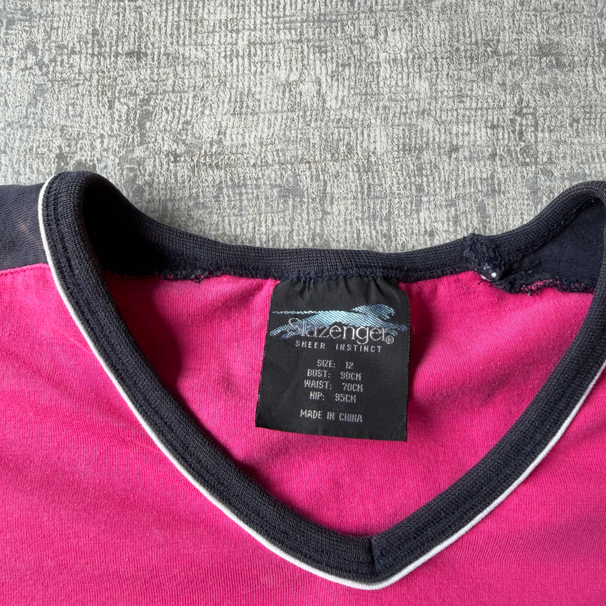Slazenger Womens Pink V-Neck Top Size 12 Y2K T-Shirt             -C44