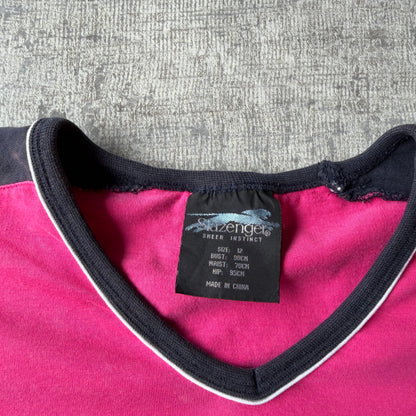 Slazenger Womens Pink V-Neck Top Size 12 Y2K T-Shirt             -C44