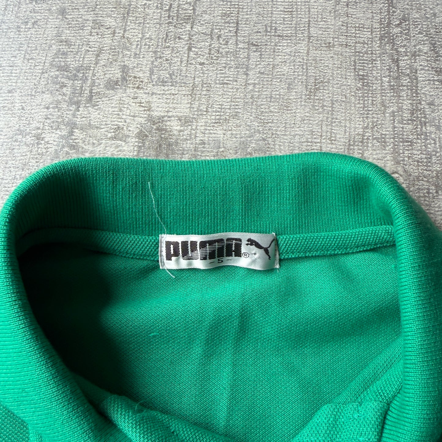 Vintage Puma Green Long Sleeve Polo Shirt Size M-L Mens             -C34