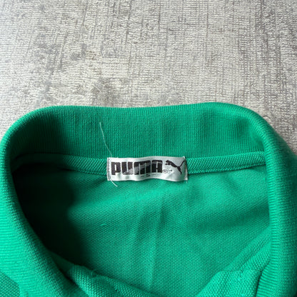 Vintage Puma Green Long Sleeve Polo Shirt Size M-L Mens             -C34