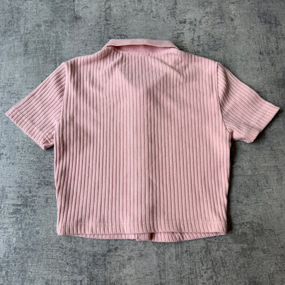 Miss Shop Y2K Womens Pink Ribbed Polo Shirt Size S            -H65