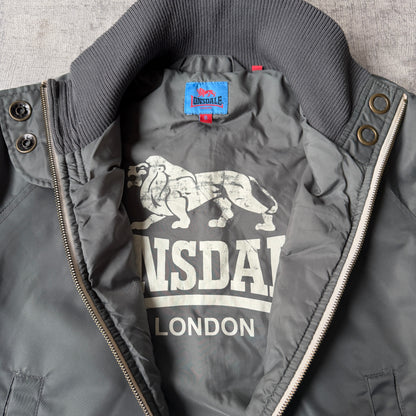 Lonsdale Womens Y2K Bomber Jacket Size 8 Grey White          -H34