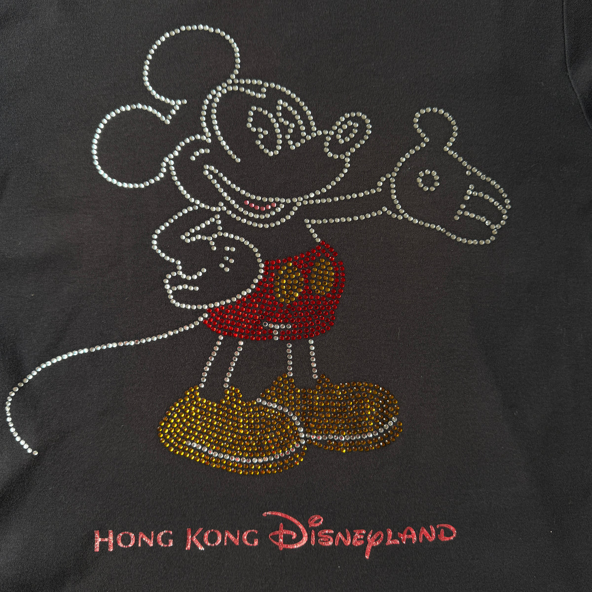 Mickey Mouse Black Bejewelled Top Size XL Vintage Hong Kong Disney      -B22