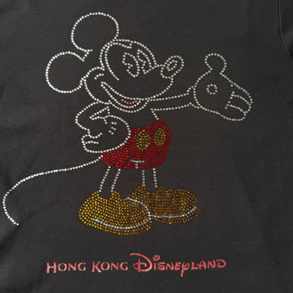 Mickey Mouse Black Bejewelled Top Size XL Vintage Hong Kong Disney      -B22