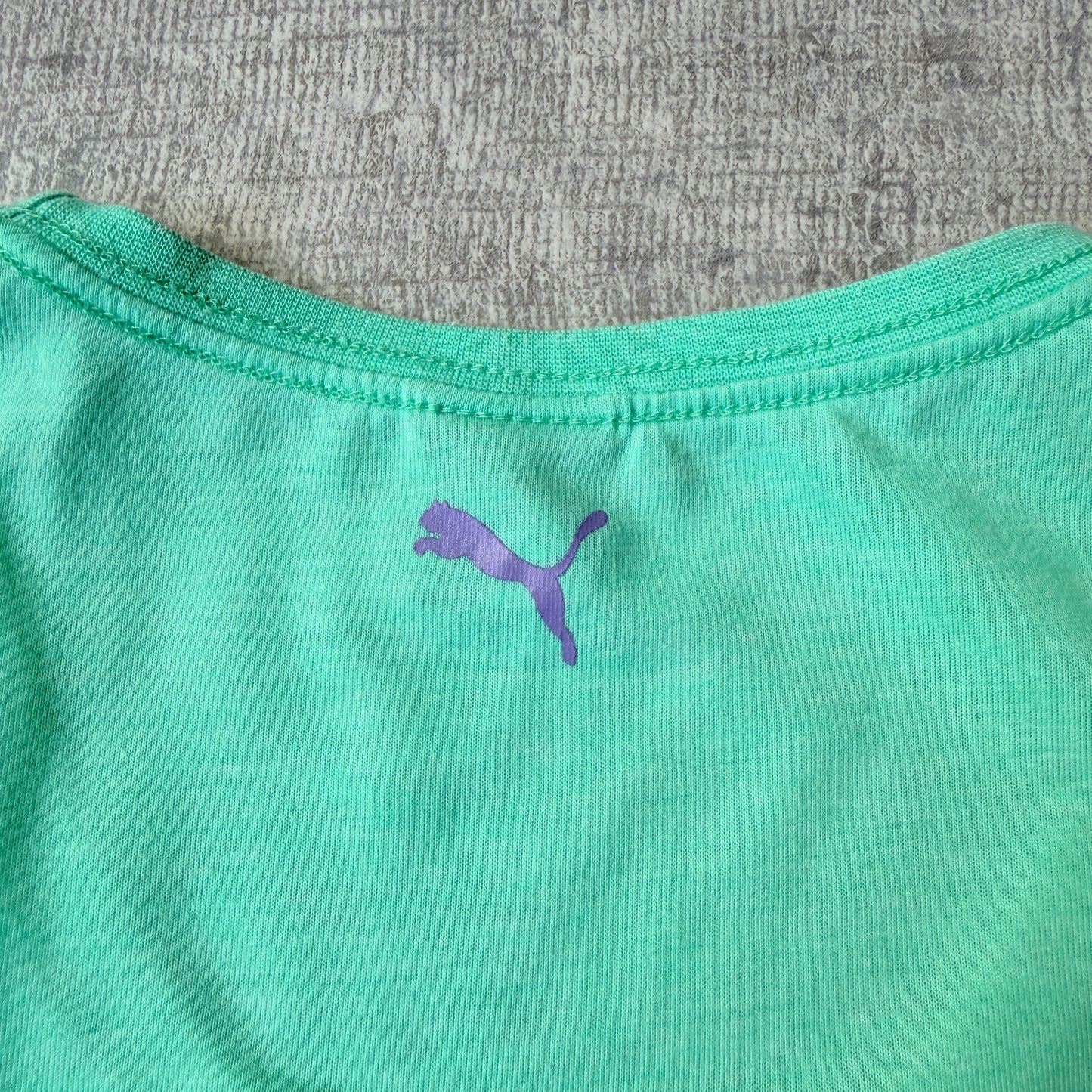 Puma Womens Y2K Graphic Baby Tee Size S Teal Blue Top                 -E59