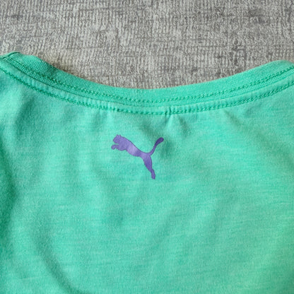 Puma Womens Y2K Graphic Baby Tee Size S Teal Blue Top                 -E59