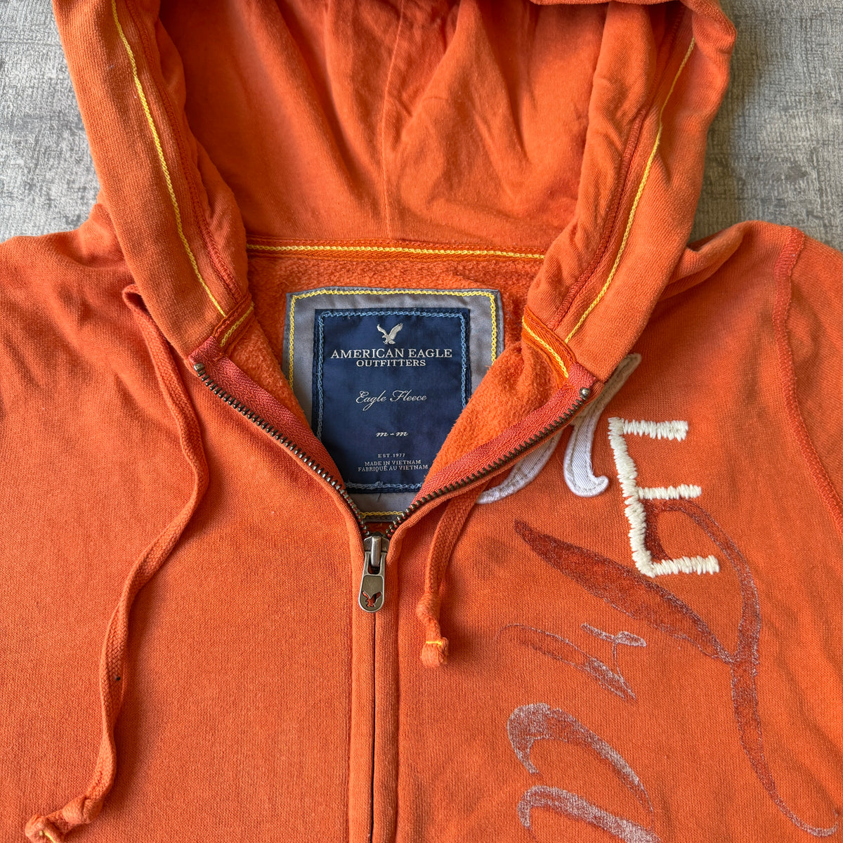 American Eagle Y2K Zip HoodieSize M Mens Orange Jumper    -A10