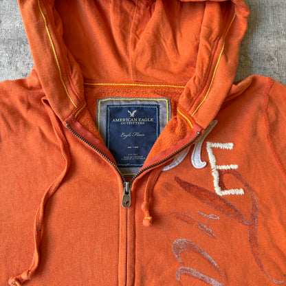 American Eagle Y2K Zip HoodieSize M Mens Orange Jumper    -A10