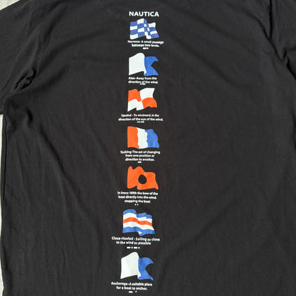 Nautica Black Flag Graphic T-Shirt Size XL Mens Y2K Tee          -G48