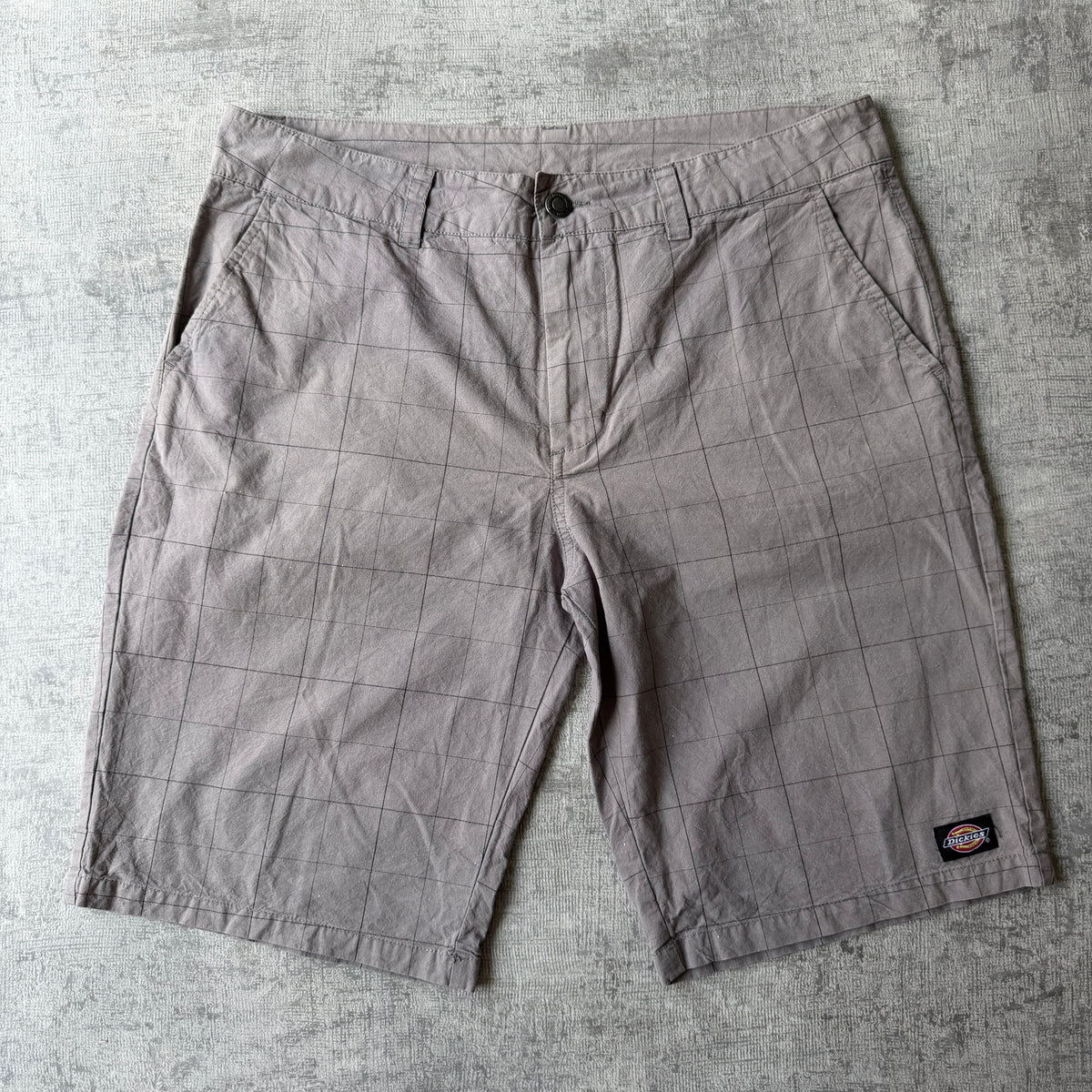 Dickies Baggy Grey Cargo Shorts Size 34 Mens Plaid Y2K              -D12