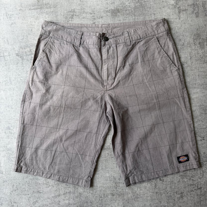 Dickies Baggy Grey Cargo Shorts Size 34 Mens Plaid Y2K              -D12