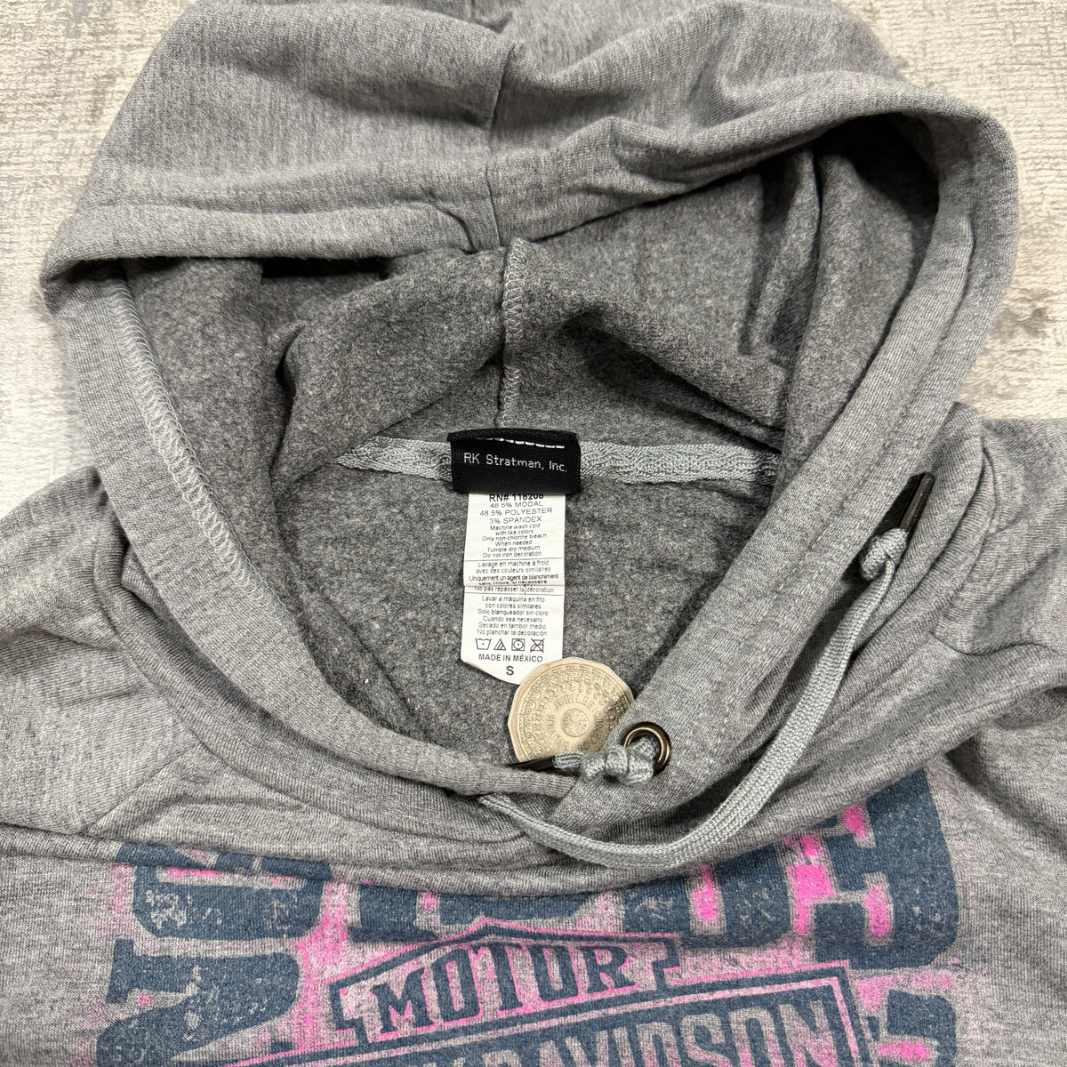 Harley Davidson Womens Grey Graphic Hoodie Size S Y2K Pullover     -I23