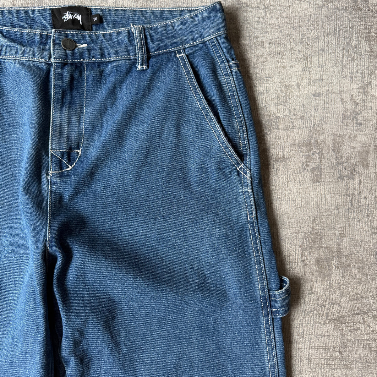 Stussy Baggy Blue Jeans Size 30 White Stitching                  -F8