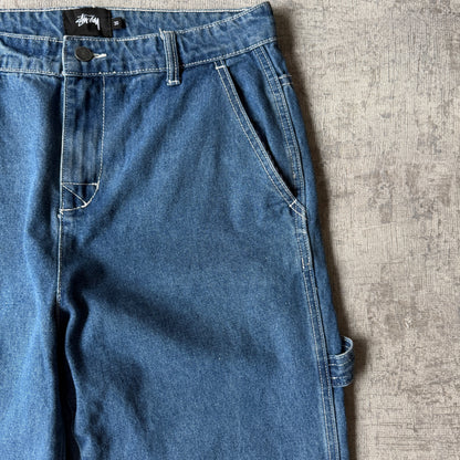 Stussy Baggy Blue Jeans Size 30 White Stitching                  -F8