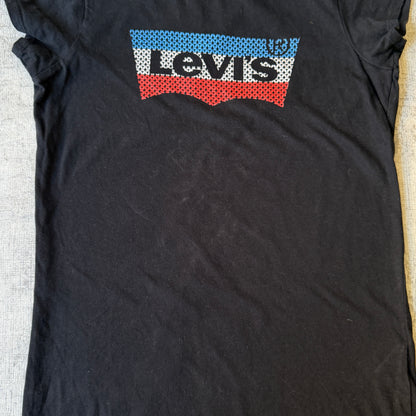 Levis Womens Y2K Black Graphic Baby Tee Fits Size S Womens            -D40