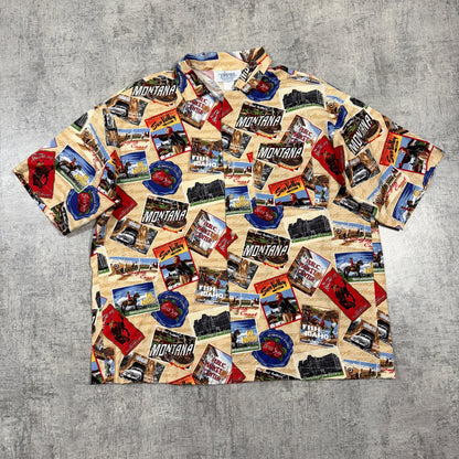 Vintage Empire Postcard Cropped Button Up Shirt Size XL         -I1