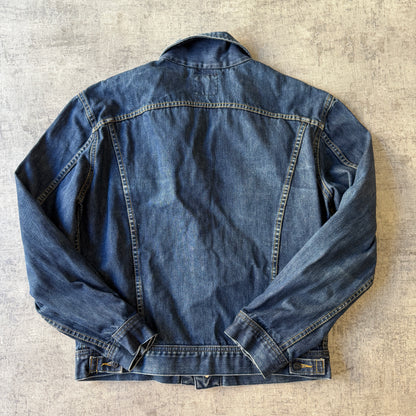 Lee Vintage Denim Jacket Size L Dark Blue Denim Full Button Down          -C17
