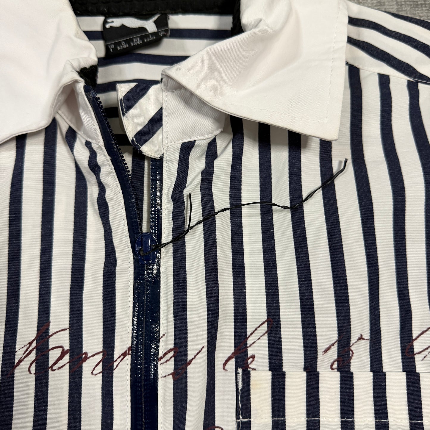 Puma Pinstripe Lightweight Jacket Size L Mens White Navy Y2K      -I26