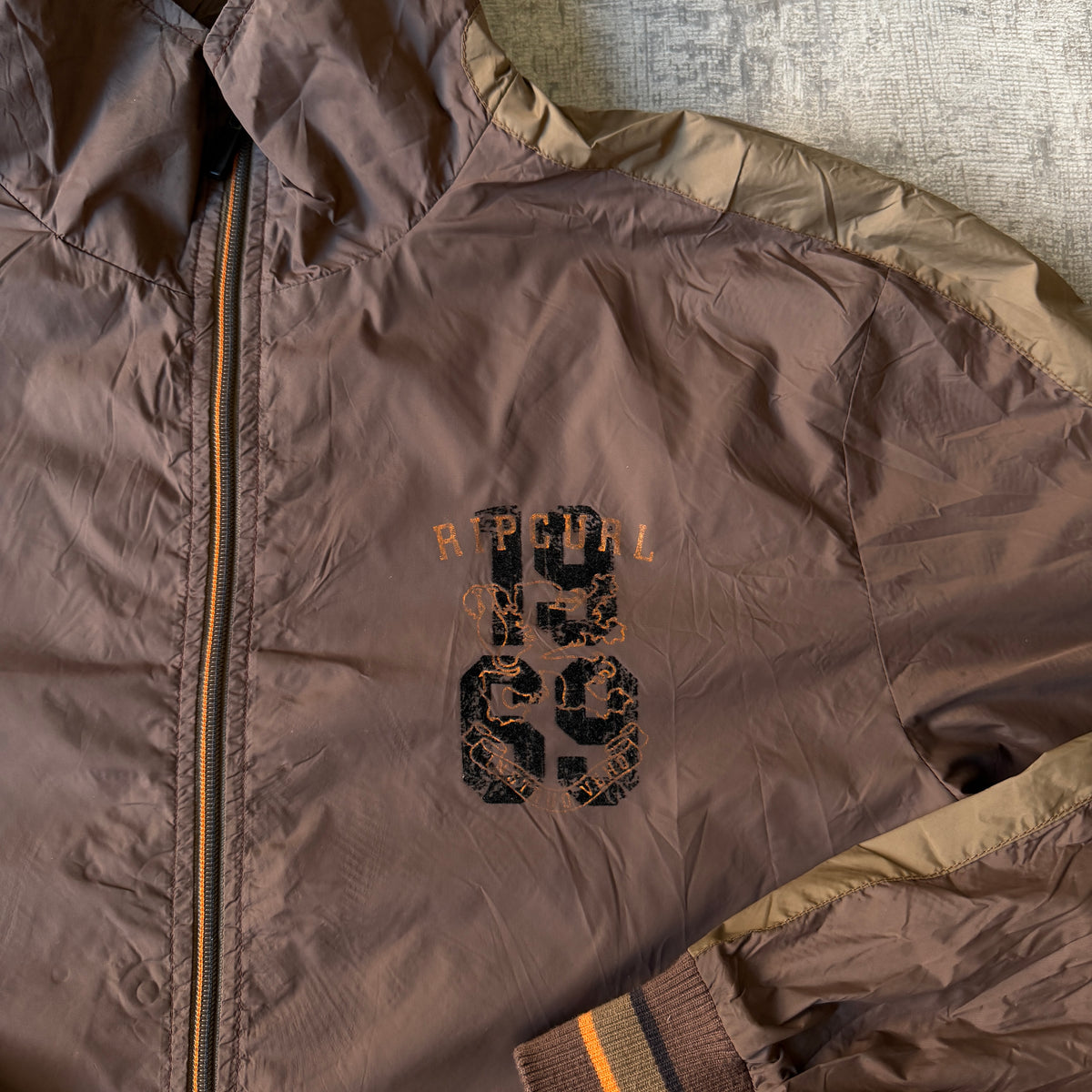 Ripcurl Brown Y2K Track Jacket Size XL Mens Zip Windbreaker Jacket                -D27
