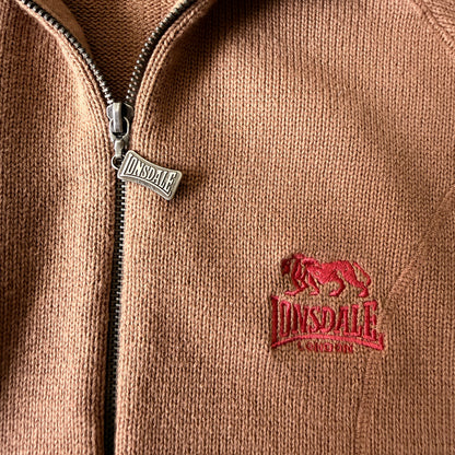 Lonsdale Y2K Ribbed Track Jacket Size L Mens Brown Red          -A69