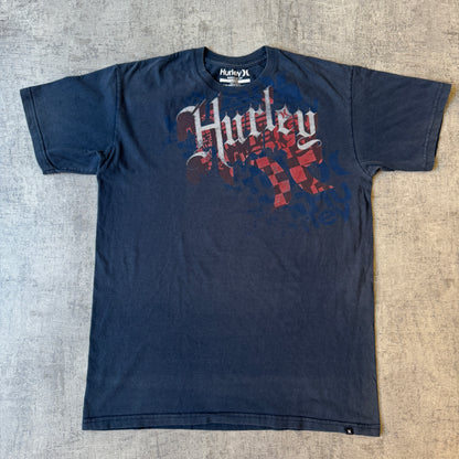 Hurley Mens Black Y2K Graphic T-Shirt Size L Mens Checkered Logo               -F52