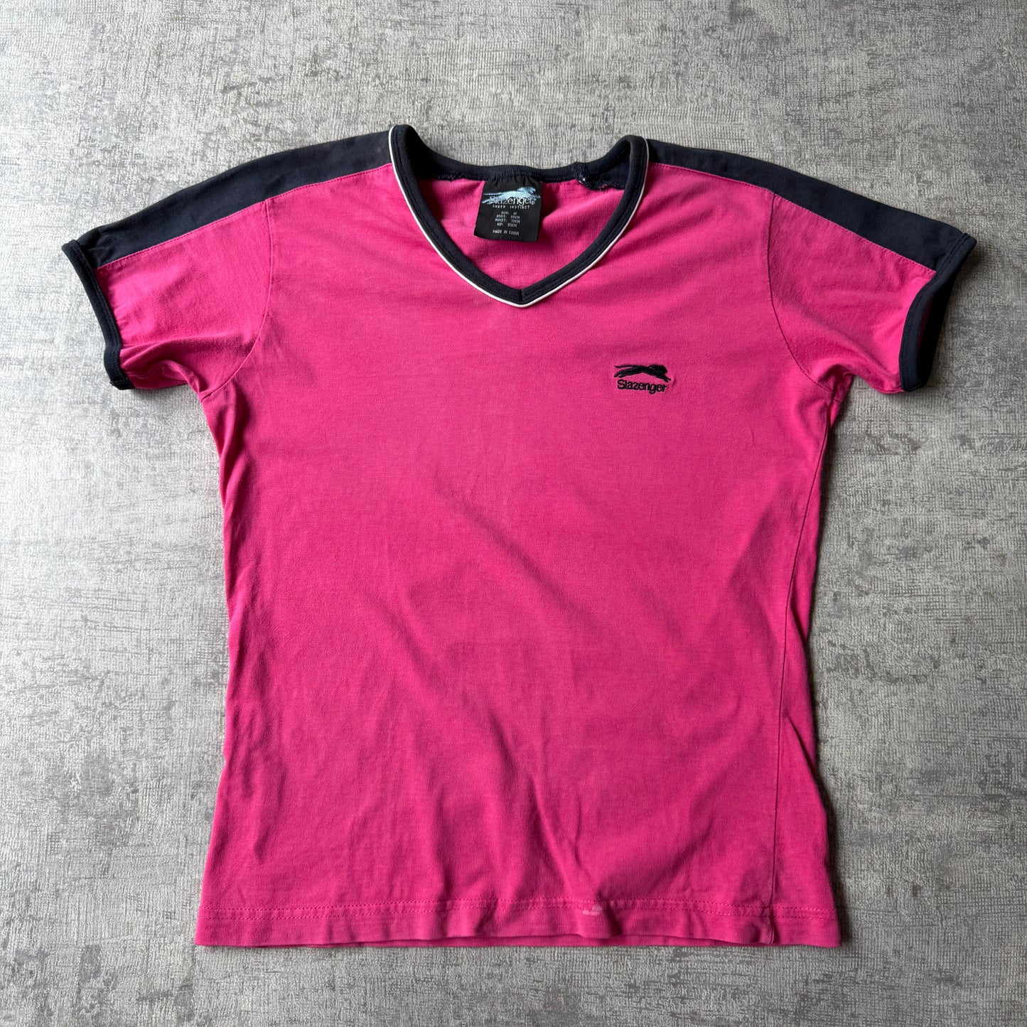 Slazenger Womens Pink V-Neck Top Size 12 Y2K T-Shirt             -C44
