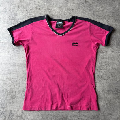 Slazenger Womens Pink V-Neck Top Size 12 Y2K T-Shirt             -C44