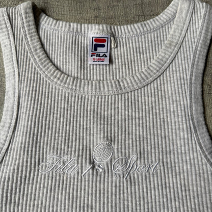 Fila Womens Grey Ribbed Tank Top Size XL Y2K                -F54
