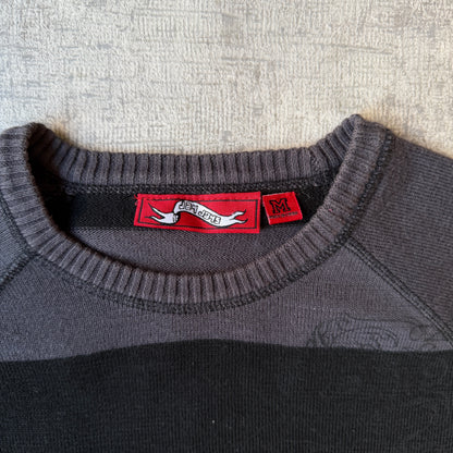 Y2K Jay Jays Graphic Sweater Grey Striped Size M Mens         -B47